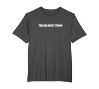 Teacher Heart Strong T-Shirt, Men's Big and Tall, Dark Heather Grey, 6X Tall