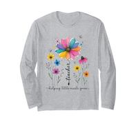 Teacher Helping Little Minds Grow Floral Design Long Sleeve T-Shirt
