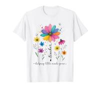 Teacher Helping Little Minds Grow Floral Design T-Shirt