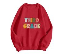 Teacher Hoodless Sweatshirt For Women: First Day Of School Hoodless Sweatshirt Teacher's Outfit Graphic Sweatshirt Hoodie with No Hood (Red, S)