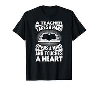 Teacher Inspires Hand Mind Heart Education Quote T-Shirt