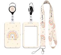 Teacher Lanyard ID Card Holder with Retractable Badge Reel Cute Cat Neck Strap Key Lanyard for Teacher Kids Nurse Student Cruise Office School ID Credit Cards