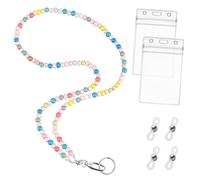 Teacher Lanyard with ID Card Holder, Colorful Wooden Beaded Key Lanyard Stylish Lanyards Beaded Badge Lanyard for ID Badges Personalized Teacher Lanyards for Women