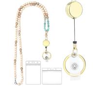 Teacher Lanyards | 34" Beaded Badge Holder with 2 ID Holders | Colorful Keychain Lanyard for Glasses, Cards and Keys | Creative Long Lanyard