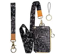 Teacher Lanyards for Id Badges Card and Keys,Math Pattern Funny ID Card Holders with Lanyards,Zipper Wallet with Cute Neck Lanyard for Women Men School Student Work Nurse