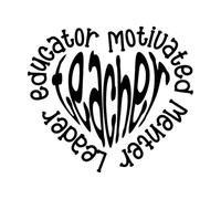 Teacher Leader Educator Motivated mented des Lettering Stickers 42x47.6cm Glass Stickers Black