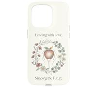 Teacher Leading with Love Shaping the Future Apple Floral Case for iPhone 15 Pro