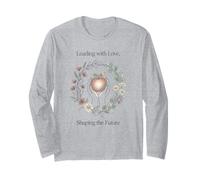 Teacher Leading with Love Shaping the Future Apple Floral Long Sleeve T-Shirt