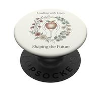 Teacher Leading with Love Shaping the Future Apple Floral PopSockets Adhesive PopGrip