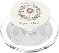 Teacher Leading with Love Shaping the Future Apple Floral PopSockets PopGrip for MagSafe