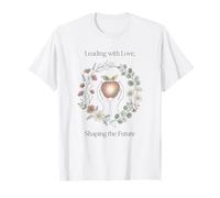 Teacher Leading with Love Shaping the Future Apple Floral T-Shirt