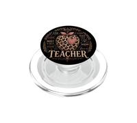 Teacher Leopard Print Apple Heart Inspire Love Teach Guide PopSockets PopGrip for MagSafe