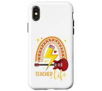 Teacher Life Boho Rainbow Retro Guitar Music Teachers Gift Case for iPhone X/XS