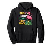 Teacher Loves Her Flock Flamingo Cute Educator Pullover Hoodie