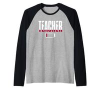Teacher Low Exhausted Battery Funny Tired Educator Humor Raglan Baseball Tee