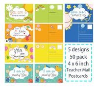 Teacher Mail Postcards For Students You are Awesome Cards Postcards Pack 4 x 6 Inch - Postcards for Kid Just a Little Notes Cute Pencil Teacher Notes Positive Affirmations Cards to Home Parents 50
