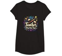 Teacher Making Magic Happen Inspirational Educator Gift T-Shirt, Girls, Black, XS