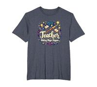 Teacher Making Magic Happen Inspirational Educator Gift T-Shirt, Men's Big and Tall, Heather Blue, 4X Tall
