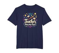 Teacher Making Magic Happen Inspirational Educator Gift T-Shirt, Men's Big and Tall, Navy, 5X Tall