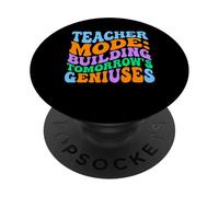 Teacher Mode Building Tomorrow's Geniuses Tee Groovy Retro PopSockets Adhesive PopGrip