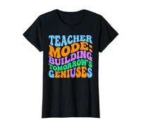 Teacher Mode Building Tomorrow's Geniuses Tee Groovy Retro Value Graphic T-Shirt, Women, Black, S