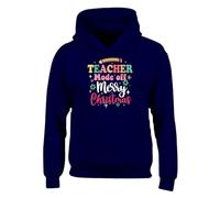 Teacher Mode Off Merry Christmas Jumper Mens Hoodie Retro Funny Festive Holiday Teacher gift Hoody Navy Blue - X-Large