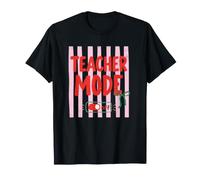 Teacher Mode Off Pink Stripes Summer Break Bow T-Shirt