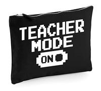 Teacher Mode On - Zip Bag Pencil Case Accessory Costmetic Make up Bag Pouch - Funny Teacher School Student M Black