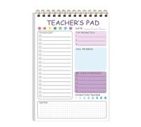 Teacher Notepad, 50 Sheets Notebook, 8.27x5.79x0.59 Inches Functional Design & Memo Organizer with Twin Coil Binding, Daily Planner for Classroom Tasks, Assignments, and Lesson Plans