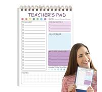 Teacher Notepad - 50 Sheets Twin Coil 5.8x8.3inch, Cute Daily Planner, Inspirational Quote Memo Pad, Classroom Task Organizer | Notepads For Teachers Have For Planning Aftersp