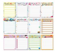 Teacher Notepad Sets 12Pcs to Do List Lined Notepads Motivational Appreciation Present Sticky Notes Pads for School Office Stationery Organizer Supplies