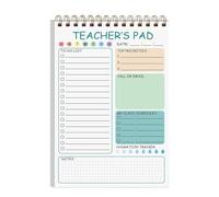 Teacher Notepad Sheet - Daily Planner Notepad | 50 Sheet Teacher To-Do List Pad, 5.8 x 8.3 Inch Spiral Bound Memo, Cute Writing Organiser, Twin Coil Task Scheduler for Classroom