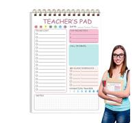 Teacher Notepad - Teacher Appreciation Note Pictures | 50 Sheet Teacher To-Do List Notepad | 5.8 x 8.3 Inch Cute Memo Writing Twin Coil Binding Daily Planner for Classroom Element