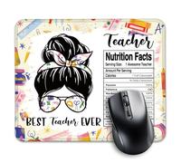 Teacher Nutrition Facts Funny Mouse Pad for Desk, Workplace Mousepad for Women Teacher, Xmas Appreciation Gifts, Teacher Birthday Gifts for Coach Mentor Educator