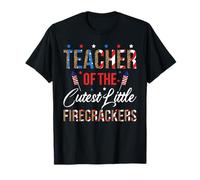 Teacher Of The Cutest Little Firecracker leopard 4th of july T-Shirt