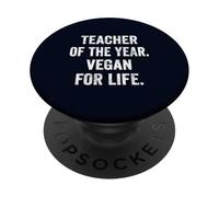 Teacher of the Year Vegan for Life Funny Plant Based Teacher PopSockets Adhesive PopGrip