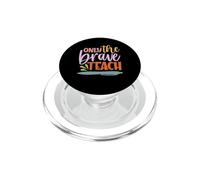 Teacher Only The Brave Teach Vintage Funny School Teachers PopSockets PopGrip for MagSafe