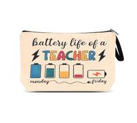 Teacher Organiser Bag for Women Men School Essentials Canvas Storage Pouch for Teachers Travel Toiletry Bag for Best Friends Funny Teacher Themed Gifts for Preschool Nursery Teachers