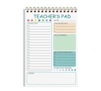 Teacher Pad - 50 Sheets Teacher for the List | Cute Memo Writing | Undated Daily Planner Spiral | Twin Coil Binding Daily Planner for Primary School in the Classroom