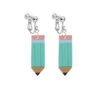 Teacher Pencil Clip On Earrings for Women Cute Handmade Ceramic Clay Pencil Earrings Creative Teacher Appreciation Jewelry Gifts, M, Polymer Clay, No Gemstone