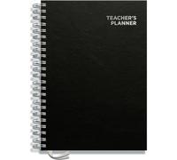 Teacher Planner 2025-2026 A4 Size by Pirongs | 6 Lesson Dated Planner for Teachers | Page a Day | Dated, Hardback, Wiro-Bound Teachers Planner - Black
