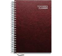 Teacher Planner 2025-2026 A4 Size by Pirongs | 6 Lesson Dated Planner for Teachers | Page a Day | Dated, Hardback, Wiro-Bound Teachers Planner - Burgundy
