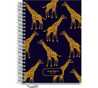 Teacher Planner 2025-2026 A4 Size by Pirongs | 6 Lesson Dated Planner for Teachers | Page a Day | Dated, Hardback, Wiro-Bound Teachers Planner - Giraffe