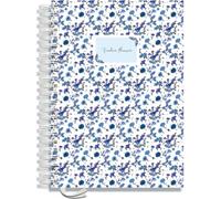 Teacher Planner 2025-2026 A4 Size by Pirongs | 6 Lesson Dated Planner for Teachers | Page a Day | Dated, Hardback, Wiro-Bound Teachers Planner - Blue Flower