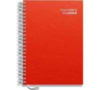 Teacher Planner 2025-2026 A4 Size by Pirongs | 6 Lesson Dated Planner for Teachers | Page a Day | Dated, Hardback, Wiro-Bound Teachers Planner - Red
