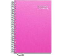 Teacher Planner 2025-2026 A4 Size by Pirongs | 6 Lesson Dated Planner for Teachers | Page a Day | Dated, Hardback, Wiro-Bound Teachers Planner - Pink