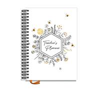 Teacher Planner 2025-2026 A4 size by Pirongs | 6 Lesson Planner for Teachers | Page a day | Undated, Hardback, Wiro-bound Teachers Planner - Honey Bee