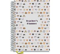 Teacher Planner 2025-2026 A4 size by Pirongs | 8 Lesson Planner for Teachers | Page a day | Undated, Hardback, Wiro-bound Teachers Planner - Cats and Dogs