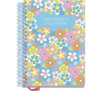 Teacher Planner 2025-2026 A4 size by Pirongs | 9 Lesson Planner for Teachers | Page a day | Undated, Hardback, Wiro-bound Teachers Planner - Happy Flowers