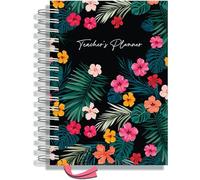 Teacher Planner 2025-2026 A5 size by Pirongs | 5 Lesson Planner for Teachers | Page a day | Undated, Hardback, Wiro-bound Teachers Planner - Tropical Floral